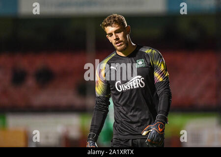 17.September 2019, Broadfield Stadium, Crawley, England; Skybet Liga 2 Fußball, Crawley vs Plymouth Argile: Alex Palmer (24) von Plymouth Credit: Phil Westlake/News Bilder der Englischen Football League Bilder unterliegen DataCo Lizenz Stockfoto