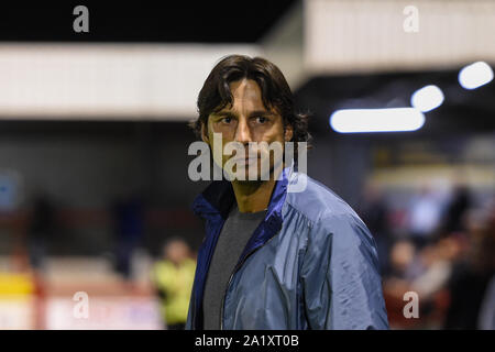 17.September 2019, Broadfield Stadium, Crawley, England; Skybet Liga 2 Fußball, Crawley vs Plymouth Argile: Gabriele Cioffi Manager von Crawley Credit: Phil Westlake/News Bilder der Englischen Football League Bilder unterliegen DataCo Lizenz Stockfoto