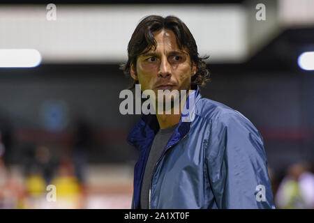 17.September 2019, Broadfield Stadium, Crawley, England; Skybet Liga 2 Fußball, Crawley vs Plymouth Argile: Gabriele Cioffi Manager von Crawley Credit: Phil Westlake/News Bilder der Englischen Football League Bilder unterliegen DataCo Lizenz Stockfoto