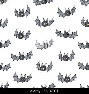 Nahtlose Muster mit Cartoon Fledermäuse. Cute Vampir Fledermaus, fliegende Säugetier Hintergrund Stock Vektor