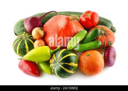 Satz von Gemüse auf weißem Hintergrund. Stockfoto