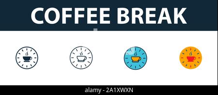 Kaffeepause Icon Set. Premium Symbol in verschiedenen Stilrichtungen von der Produktivität icons Collection. Kreative Kaffeepause Symbol, Outline, farbige und Stock Vektor