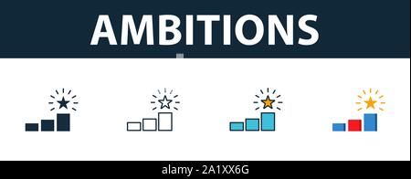 Ambitionen auf das Symbol Einrichten. Premium Symbol in verschiedenen Stilrichtungen von der Produktivität icons Collection. Kreative Ambitionen Symbol, Outline, farbige und flach Stock Vektor