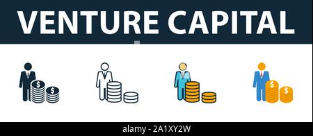 Venture Capital Icon Set. Premium Symbol in verschiedenen Stilen von Autostart-symbole Sammlung. Creative venture capital Symbol, Outline, farbige und Stock Vektor