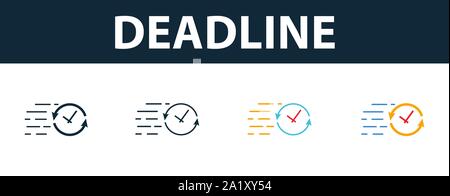 Termin Icon Set. Premium Symbol in verschiedenen Stilen von Autostart-symbole Sammlung. Kreative frist Symbol, Outline, Farben und Symbole Stock Vektor