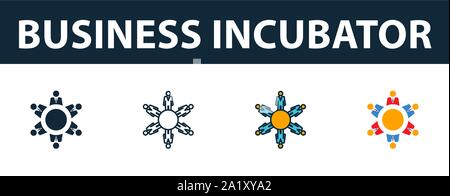 Business Incubator Icon Set. Premium Symbol in verschiedenen Stilen von Autostart-symbole Sammlung. Creative Business Inkubator Symbol, Umriss Stock Vektor