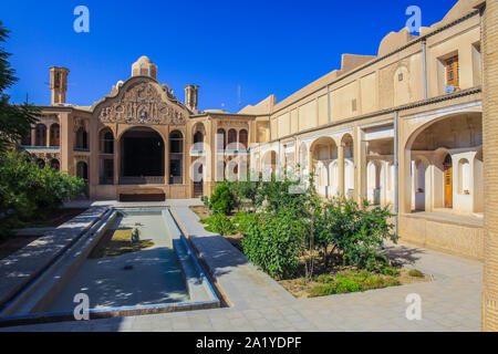 Innenhof. Boroujerdi Historisches Haus (Khan-e Boroujerdi). Kashan. Iran, Asien. Stockfoto