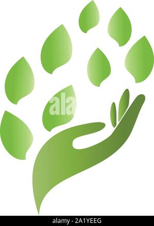 Hände, Blätter, Pflanze, Heilpraktiker, Wellness, Massage, logo Stock Vektor