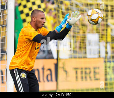 Columbus, Ohio, USA. 29. September 2019. Columbus Crew SC Torhüter Eloy Zimmer (1) nach dem Aufwärmen vor dem Spiel Philadelphia Union ihres Gleichen an Mapfre Stadion. Credit: Brent Clark/Alamy leben Nachrichten Stockfoto