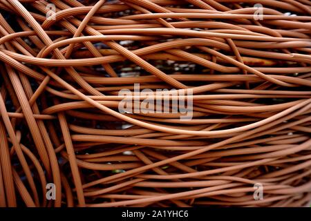 Rattan Hintergrund Muster. Foto von einem Bären geformte Korbmöbel genommen. Stockfoto