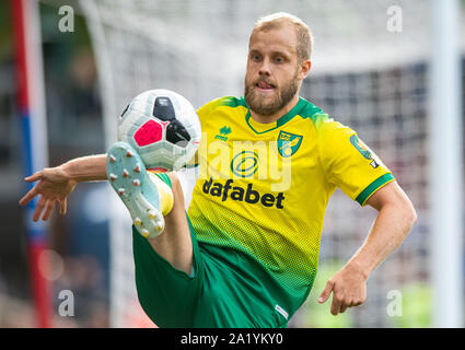 London, Großbritannien. 28 Sep, 2019. Norwich City Teemu Pukki während der Premier League Match zwischen Crystal Palace und Norwich City an Selhurst Park, London, England am 28. September 2019. Foto von Andrew Aleksiejczuk/PRiME Media Bilder. Credit: PRiME Media Images/Alamy leben Nachrichten Stockfoto
