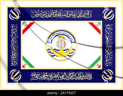 3D-Islamische Republik Iran Marine Flagge. 3D-Darstellung. Stockfoto