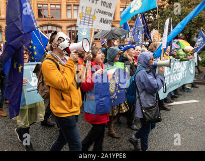 Manchester, Großbritannien. Sonntag, 29 September, 2019. März und Rally Brexit abzulehnen, und unsere Demokratie zu Beginn des Konservativen jährliche Conferen verteidigen. Stockfoto