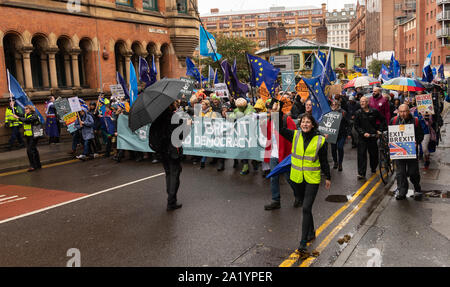 Manchester, Großbritannien. Sonntag, 29 September, 2019. März und Rally Brexit abzulehnen, und unsere Demokratie zu Beginn des Konservativen jährliche Conferen verteidigen. Stockfoto