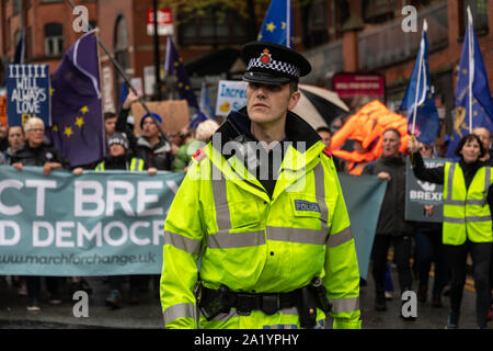 Manchester, Großbritannien. Sonntag, 29 September, 2019. März und Rally Brexit abzulehnen, und unsere Demokratie zu Beginn des Konservativen jährliche Conferen verteidigen. Stockfoto