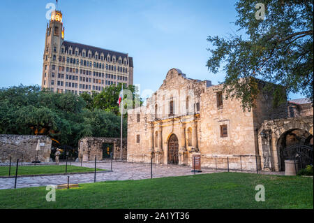 Die kultigen Fassade der Alamo Mission, San Antonio, Texas. Stockfoto