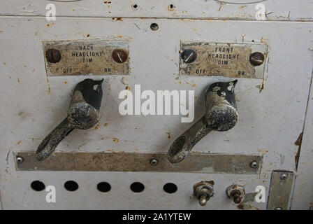 EMD F7 Zug Lokomotive Kabinenscheinwerfer steuert Details Stockfoto