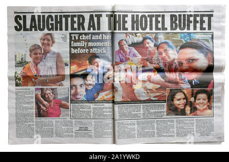 Die inneren Seiten der Daily Mail über die Sri Lanka bombardierungen an Ostern 2019 Stockfoto