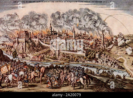 Dreißig Jahre Krieg, Belagerung und Eroberung von Bautzen durch den Kurfürsten von Sachsen, Johann Georg I-Matthaus Merian Stockfoto