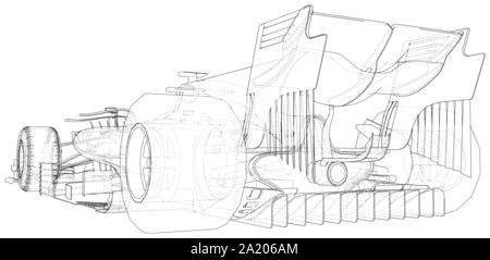 Rennwagen. Wire-Frame. EPS 10-Format. Vektor Rendering von 3d Stock Vektor