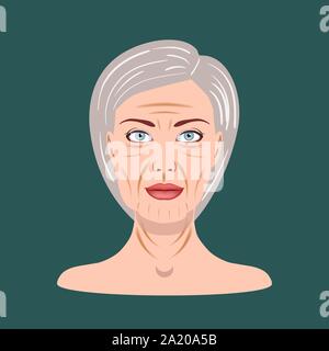 Ältere Dame isoliert auf dem dunklen Hintergrund, Vector Illustration Stock Vektor