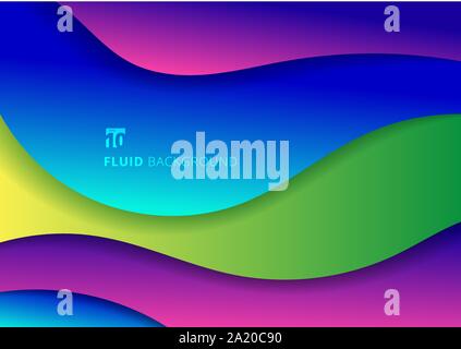 Abstrakte Flüssigkeit farbenfrohen trendigen Farbverlauf 3d-Papier geometrischen Hintergrund. Flüssige formen Komposition. Vector Illustration Stock Vektor