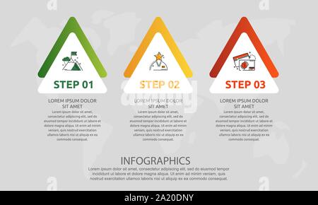 Vektor Infografik Vorlage mit Dreiecken und drei Pfeile. Business geometrische Konzept mit 3 Optionen, Teile, Schritte. Wie timeline, Workflow verwendet Stock Vektor