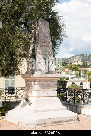 WW1 war Memorial in Saint Jean Cap Ferrat, Frankreich, Europa Stockfoto