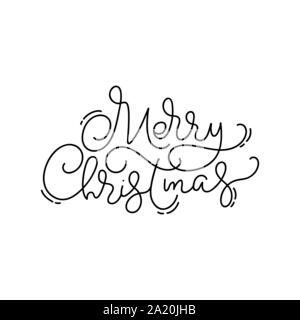 Frohe Weihnachten kalligrafischen Hand schriftliche Monoline-versicherer Text. Xmas Feiertage Beschriftung für Grußkarten, Poster, moderne Wintersaison Postkarte, Broschüre Stock Vektor
