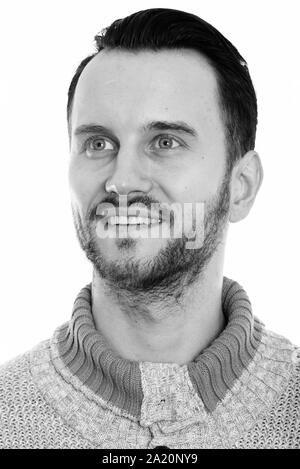 Studio Portrait von jungen gutaussehenden Mann erschossen, in Schwarz und Weiß Stockfoto