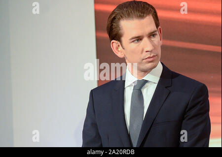 Wien, Österreich. 29 Sep, 2019. Österreichische Volkspartei leader Sebastian Kurz während der Parlamentswahlen Debatte an der Hofburg in Wien. Credit: SOPA Images Limited/Alamy leben Nachrichten Stockfoto