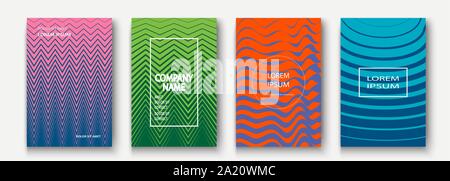 Minimalistischen modernen cover Sammlung Design. Dynamische bunte halftone Gradienten. Zukünftige geometrische Muster Linien wave und Zickzack vector Hintergrund. Tre Stock Vektor