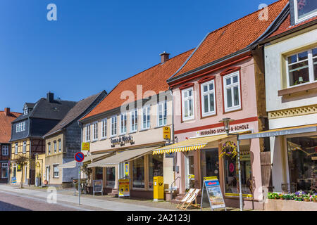 Shopping Straße im historischen Zentrum von Boizenburg, Deutschland Stockfoto