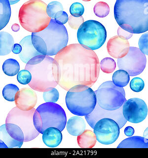 Farbige Aquarell kreisen. Nahtlose Muster. Rainbow Bubbles. Handgezeichneten Illustrationen. Stockfoto