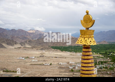 Ansicht in der Indus Tal von Thiksey Kloster in Ladakh, Indien Stockfoto