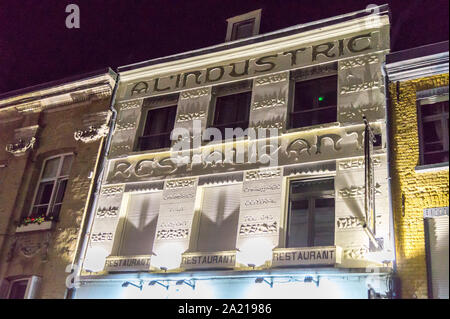 Hotel - Restaurant L'Industrie, im Stil der Art Nouveau Architektur, Saint-Omer, Pas-de-Calais, Ile de France, Frankreich Stockfoto