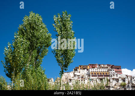 Blick auf Thiksey Kloster in Ladakh, Indien Stockfoto