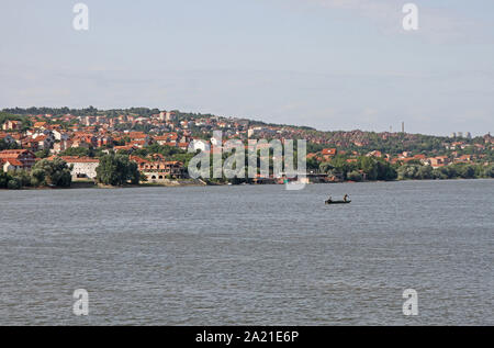 Blick auf die Stadt Belgrad von der Donau, Belgrad, Serbien. Stockfoto