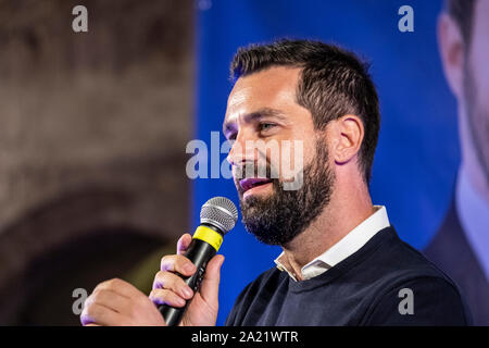 Ascoli Piceno, Italien. 29 Sep, 2019. die Lega Partei organisiert der Regionalkonferenz für die Region Marken in Ascoli Piceno. Der Sekretär Matteo Salvini und verschiedenen nationalen Zahlen der Partei waren anwesend. (Foto von Andrea Vagnoni/Pacific Press) Quelle: Pacific Press Agency/Alamy leben Nachrichten Stockfoto