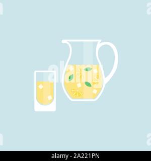 Krug und Glas mit Limonade Symbol Flat Style Stock Vektor