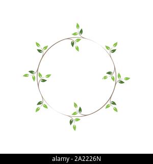 Vintage floral runden Rahmen. Grün Dekorative Runde Ivy Kranz. Vector Illustration Stock Vektor