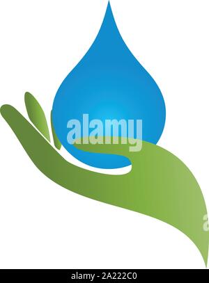 Hände, Wasser, Wassertropfen, Spa-Logo Stock Vektor