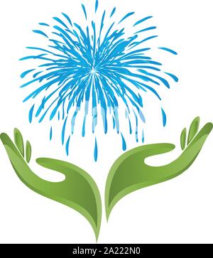 Hände, Tropfen, Wasser, logo Stock Vektor