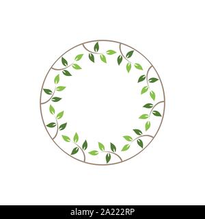 Vintage floral runden Rahmen. Grün Dekorative Runde Ivy Kranz. Vector Illustration Stock Vektor