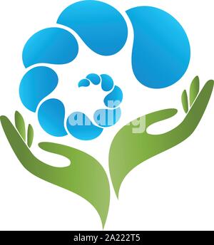 Hände, Wasser, Wassertropfen, Spa-Logo Stock Vektor