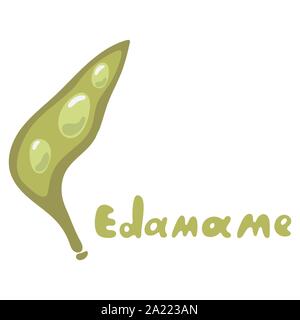 Soja, edamame Vektor. Cartoon Edamame Bohnen grün auf weißem Hintergrund. Stock Vektor