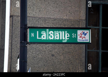 North lasalle Street Green chicago Straßennamen Namensschilder street Chicago Illinois Vereinigte Staaten von Amerika Stockfoto