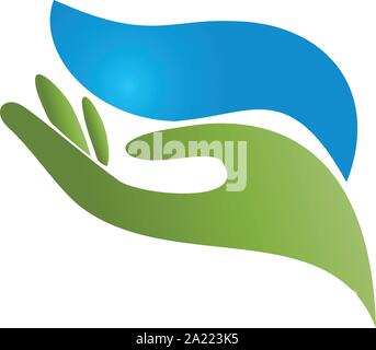 Hände, Wasser, Wassertropfen, Spa-Logo Stock Vektor