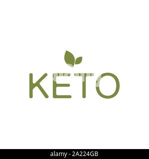 Keto Inschrift mit Blatt. Diät. Vector EPS 10. Stock Vektor