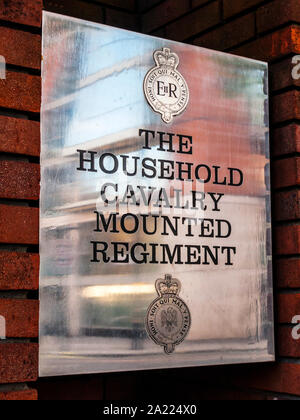 Die Household Cavalry Regiment, an der Wand angebrachte Plakette, London Stockfoto